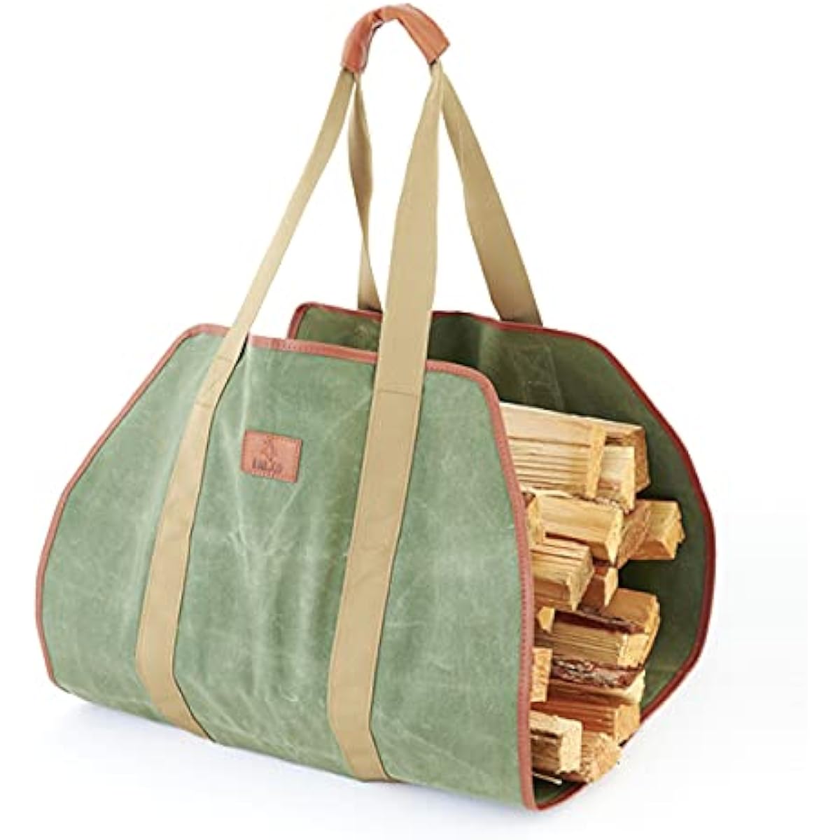 FAL.CO MAKIBA Firewood Bag, Firewood Bag, Log Carry, Firewood Case, Portable, with Handle, Stove Accessory, Canvas, Waterproof, Bonfire