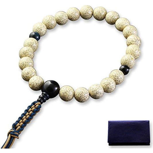 Kyoto Buddhist Altar Hayashi Prayer Beads Braided Cord Tassel Star Moon Bodhi Tree Blue Tiger Eye Stone Tailoring (For Men) Jodo Shinshu Honganji [Hawkseye] [Bead Bag Set] M-092 Kyoto Prayer Beads