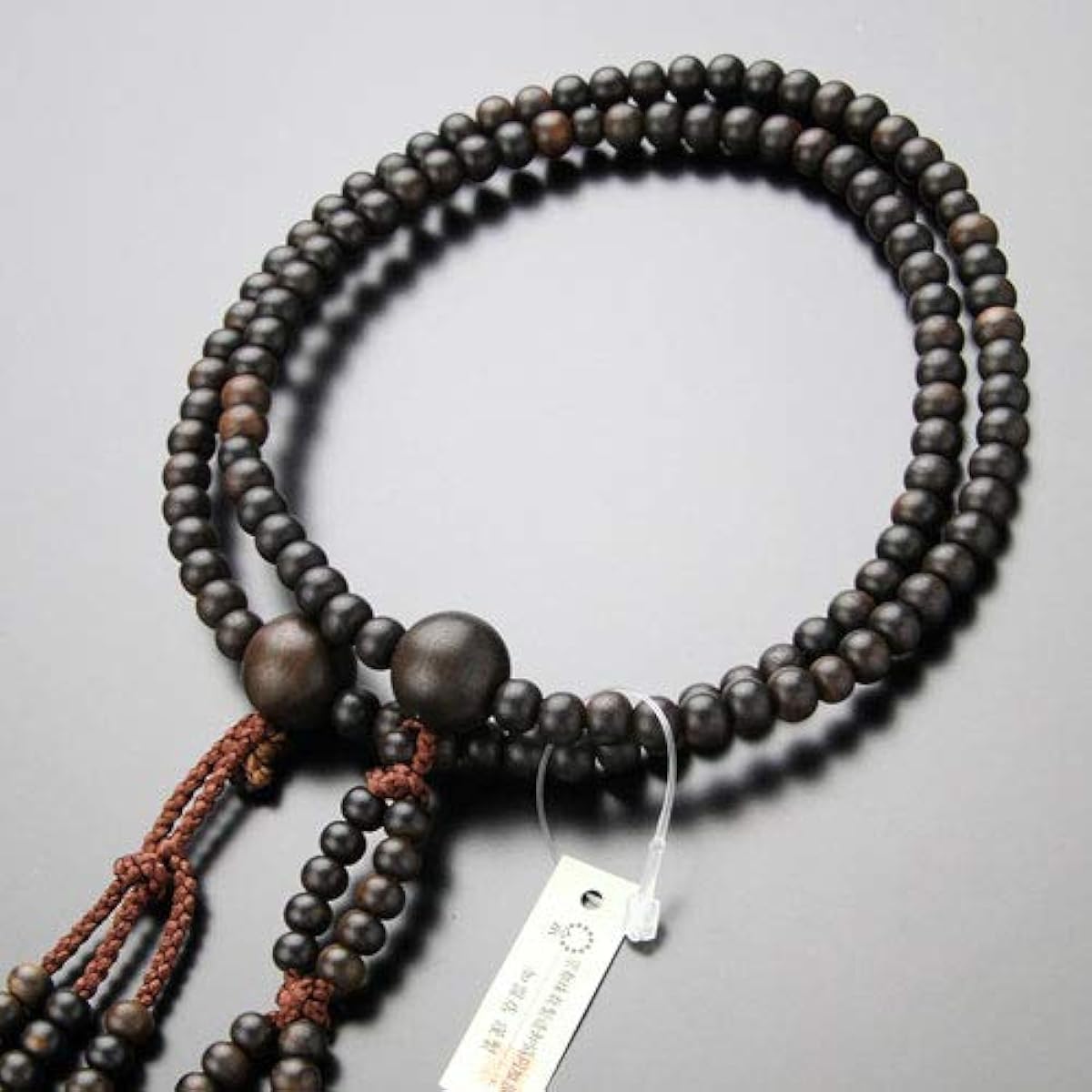 Nenju.com Nichiren Buddhist prayer beads, unisex, size, striped ebony (matte), Sanskrit tenbo [Kyoto prayer beads, 108 beads, Kyoto Lotus, natural wood, for men, women, memorial services, funerals, 2 wheels, 2 rows, 2000300400232] [Prayer bag gift! ]