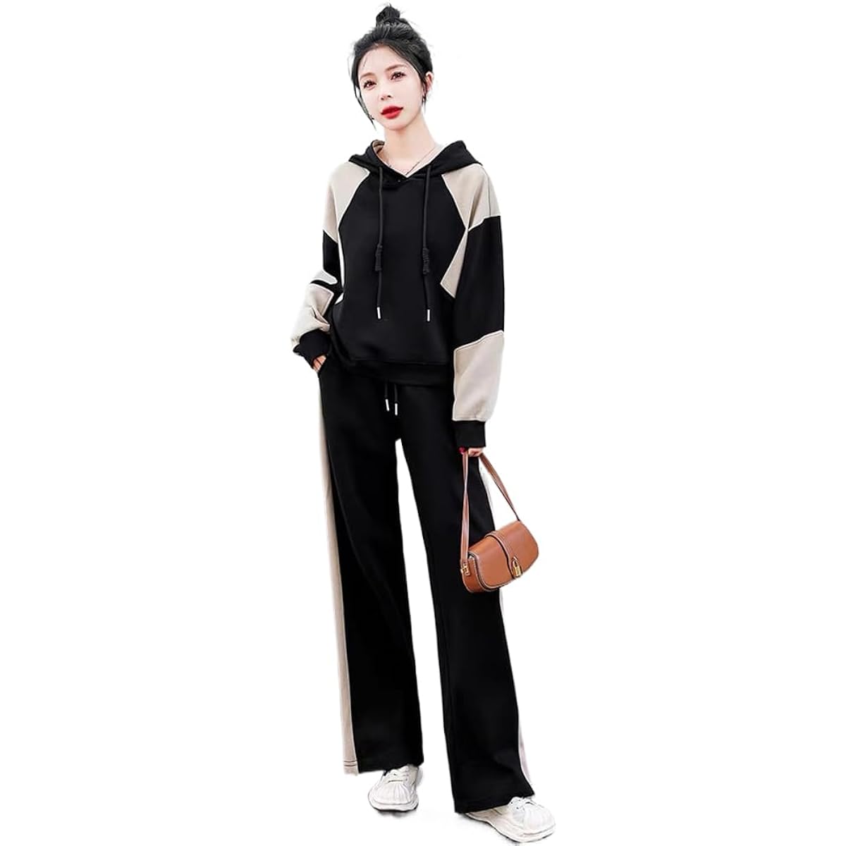[H. zroy] Jersey Top and Bottom 2 Piece Set Women's Setup Autumn Winter Spring Parka Long Sleeve Sweatshirt Sportswear Loose Room Wear Stylish Casual