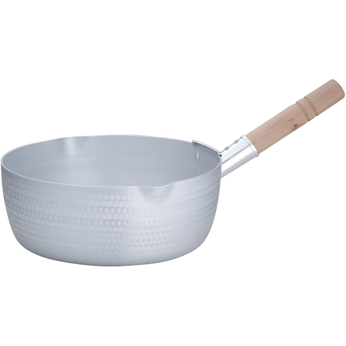 Endo Shoji Commercial Yukihira Pot 27cm (Double-mouthed) Body Aluminum Handle Natural Wood AYK04027