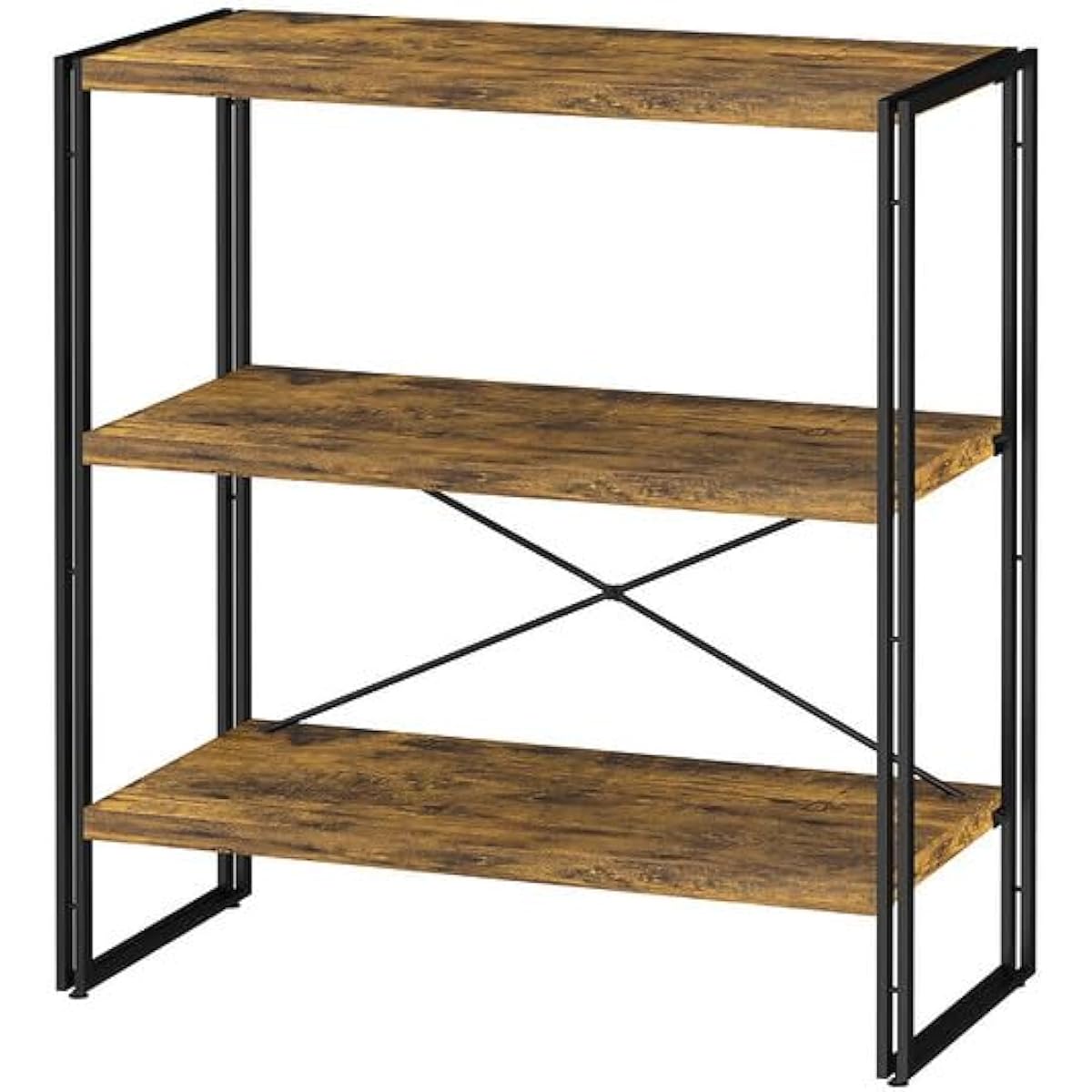 KIBOU KAI Rack Open Shelf Width 80 x Depth 40 x Height 90cm 3 Tiers Stylish Rack Shelf Bookshelf Storage Rack Wooden Wood Grain Open Rack Display Assembly Brown