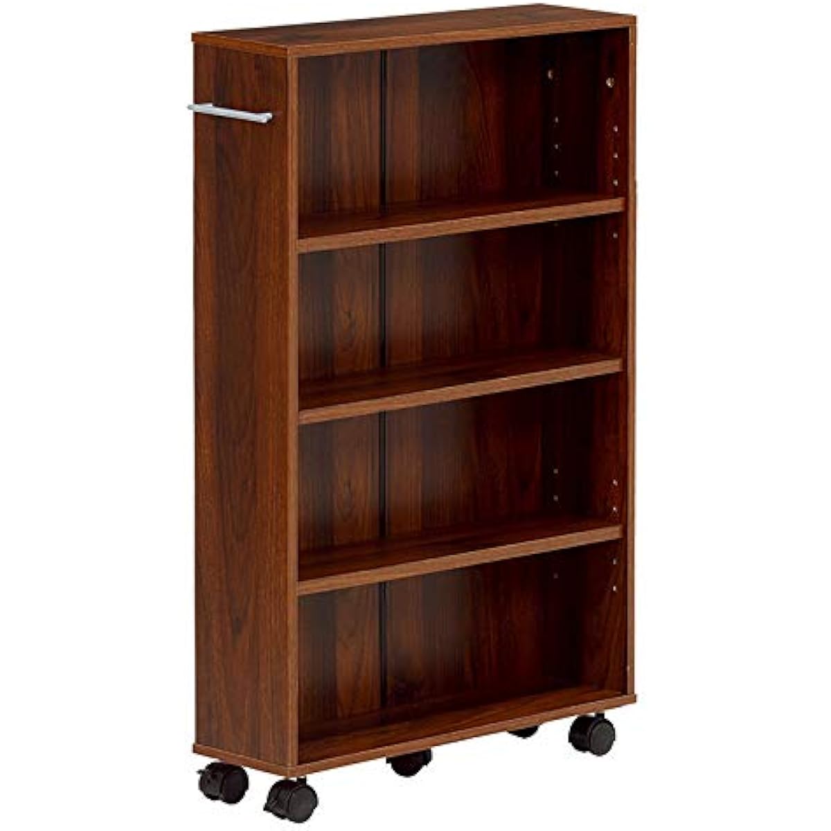 Hagihara Comic Rack Bookshelf Gap Closet Storage [Wagon that can be hidden and stored] Adjustable shelf height Comes with handle Comes with casters Width 55 x Depth 16 cm x Height 88.5 Brown RCC-1023BR-S