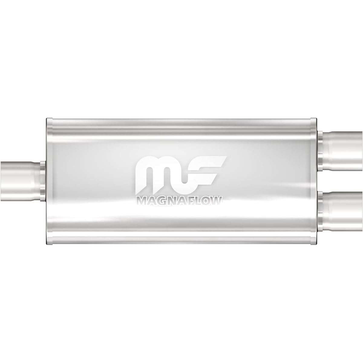 MAGNAFLOW 5 inch x 8 inch elliptical center/dual -performance muffler exhaust 12288 -Straight -through, 3 -inch inlet/2.5 -inch outlet diameter, 24 -inch overall length, satin finish -classic deep exhaust sound