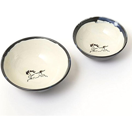 Ohori Soma Ware Matsunaga Kiln Rice Bowl Black Couple Matching Pair Set
