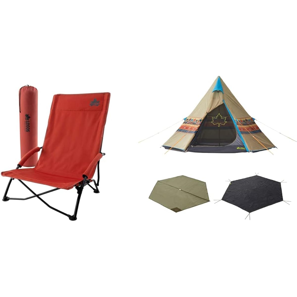 LOGOS Tradcanvas Flame Retardant BRICK King Cross Chair + Navajo TEPEE 300 Set-BB