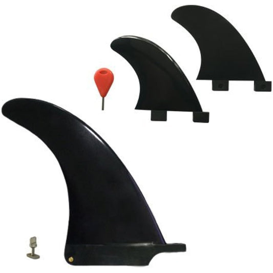 Funktion 6.5 inch fin for longboard + FCS compatible side fin set of 3 black FKGFCC-L6.5-SET-BLK