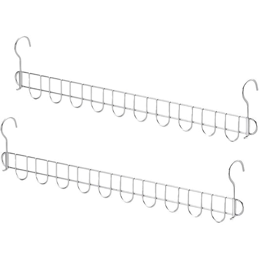 Shimomura Kikaku 10-row hanger, set of 2 [Made in Japan] Can be hung evenly spaced, Prevents skewing, Takes all together, Can be dried in the bathroom, Dry outside, Dry indoors, Stainless steel, Drying laundry Tsubame Sanjo 45036