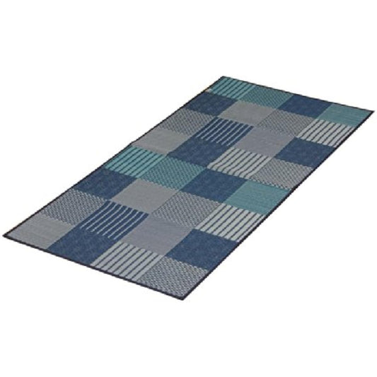 Ikehiko Corporation Igusa Hanagoza Kyoto Sashiko Edoma 1 tatami mat approx. 87 x 174 cm Blue Made in Japan #4110101