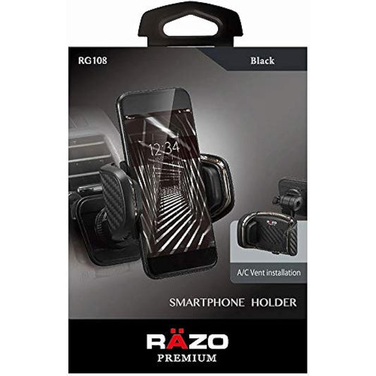 Carmate RAZO Car Holder Smartphone Holder Easy to Hold with One Hand Air Conditioner Vent Mount Carbon Style Black RG108