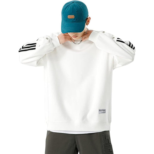 [Maioule] Men's Sweatshirt, Thin, Plain, Stylish, Sweatshirt, T-shirt, Long Sleeve, Pullover, Spring, Autumn, Winter, Loose Casual, Round Neck, Soft, Light, 4 Colors M-2XL WY03