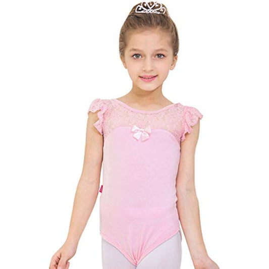 Manana ma14 Silkily Manana Leotard Ballet Children's No Skirt High Leg Lace Floral Pattern Costume Kids Junior Girls