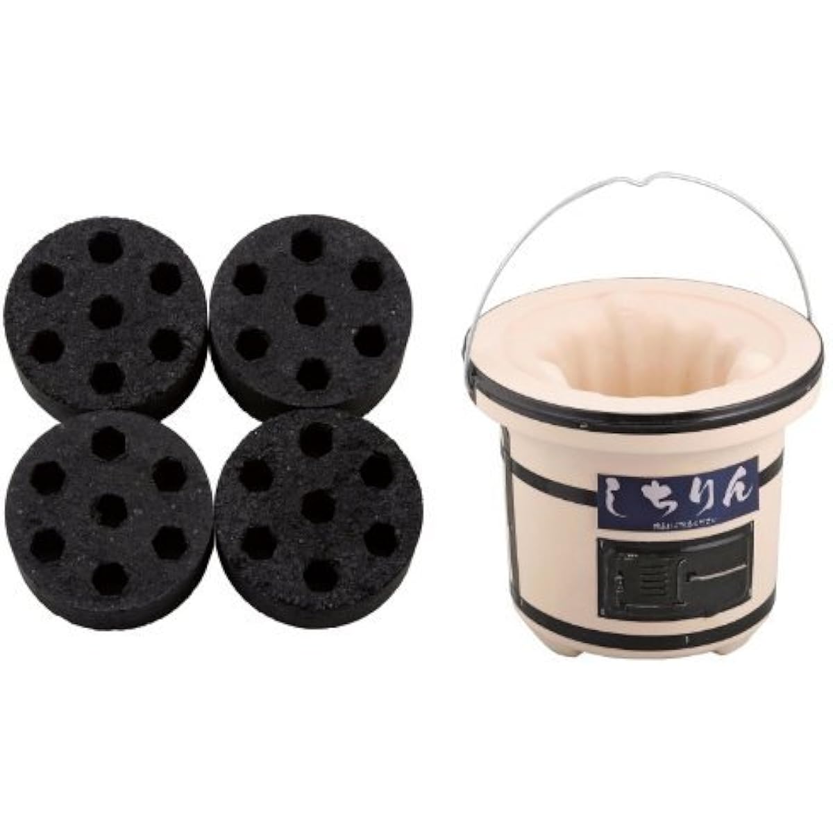 [Recommended set] Logos Solid Fuel Eco Coco Logos Mini Round Stove 4 1 piece + Bandok BBQ Seven Wheels [For 1 to 2 people]