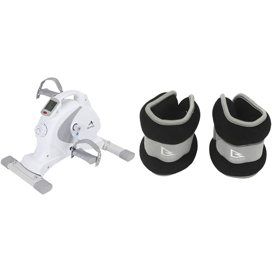 ALINCO Fitness Bike Aero Magnetic Bike Mini Magnet 8 Levels Load Large LCD Meter Space Saving AFB2018W Quiet Easy Assembly Easy Movement Telework Home + ALINCO Wrist Ankle Weight 2.0kg Set of 2 WB308