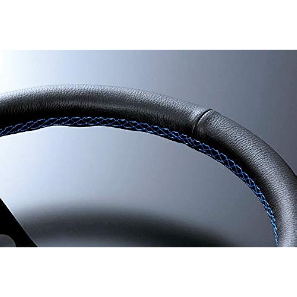fortune FLAT-R PVC leather steering wheel 35φ blue stitch