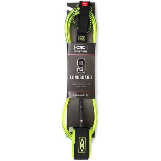 Ocean&Earth Leash LONGBOARD REGULAR MOULDED LEASH 9'0" Lime