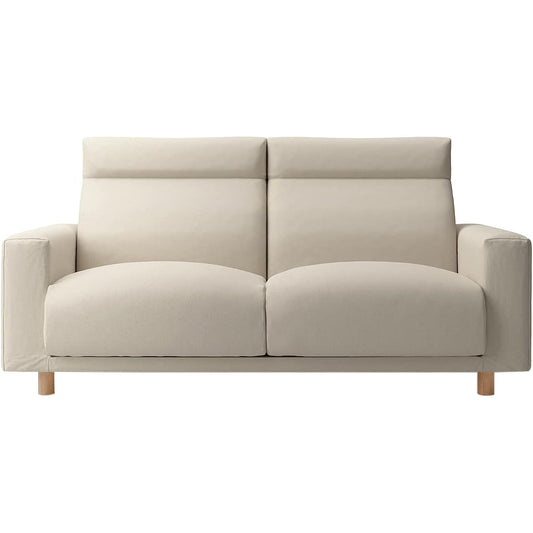 MUJI cover beige washed cotton canvas sofa body 2.5 seater feather pocket coil for high back 82583809 212:2.5 seater