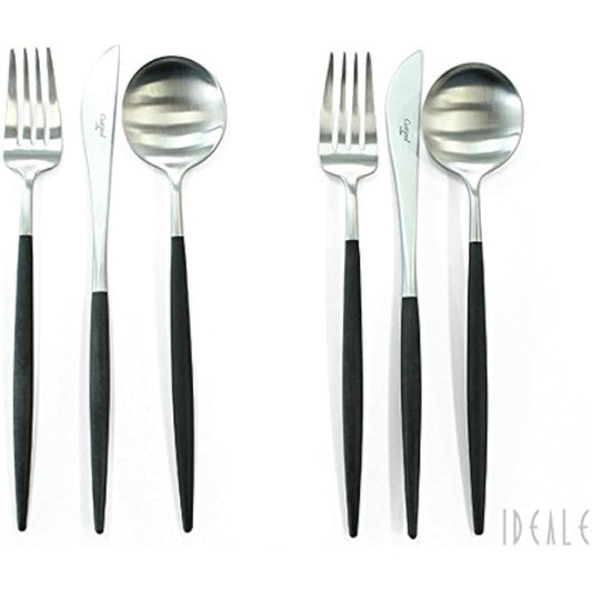 Cutipol GOA/Gore Black Dinner 6 Piece Set (2 Knives, 2 Forks, 2 Spoons) Comes with Cosmetic Box