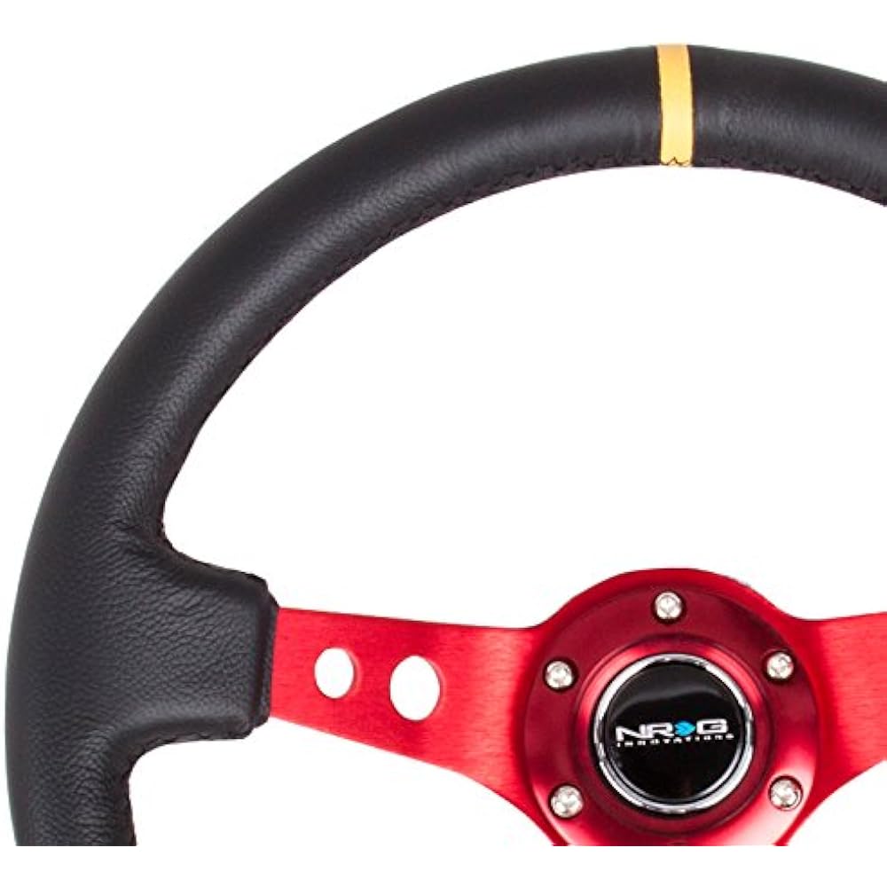 NRG Innovations RST-006RD-Y reinforced wheels-350mm sports steering wheels (depth 3 inches) black