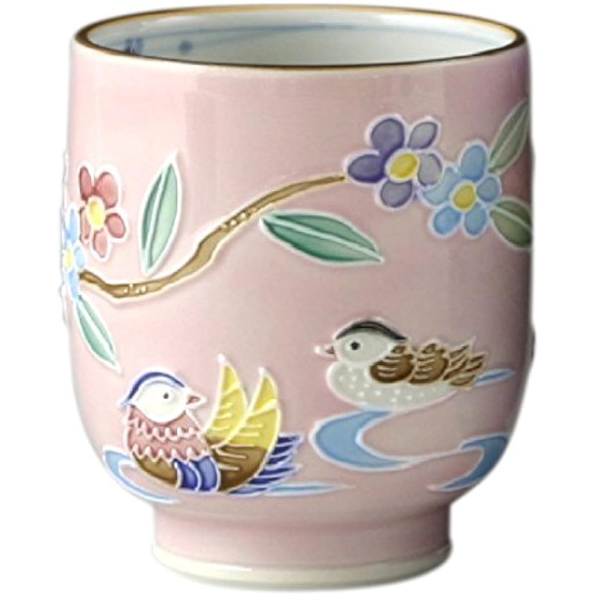 Kyoto ware Kiyomizu ware teacup (in wooden box) Small Shoho kiln Interdigital oshidori USK843-02