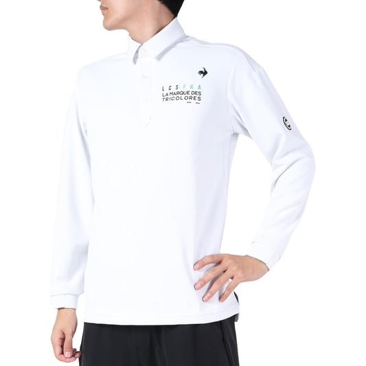 [Le Coq Sportif] Long Sleeve Shirt [Stretch Forcer] Standard One Point Fleece Lining Heat Navi Golf QGMWJB13 Men's