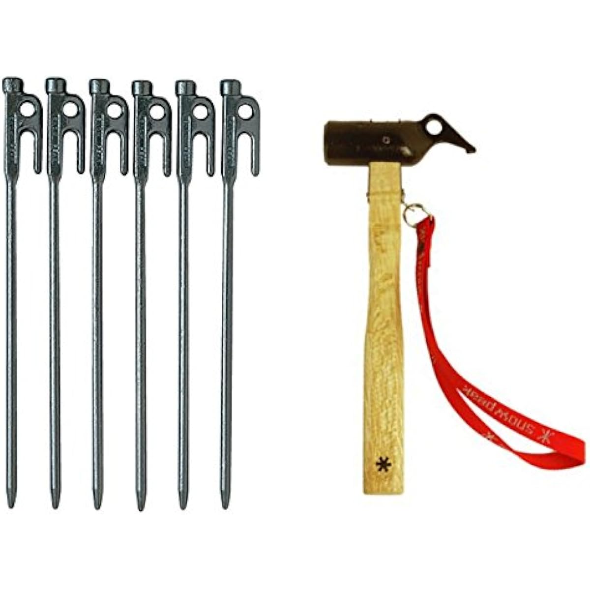 Snow Peak Peg Hammer PRO.S N-002 + Solid Stake Set of 6 N-002 + R-103-1