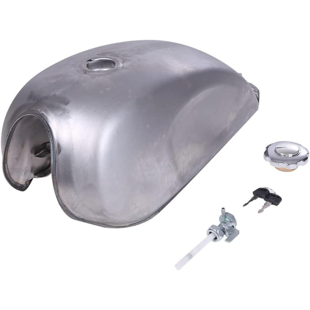 CustomDivine Gas Tank 9L Tank Cap Fuel Cock Key Set Unpainted Vintage Cafe Racer Bike Motorcycle Custom Parts General Purpose External Product