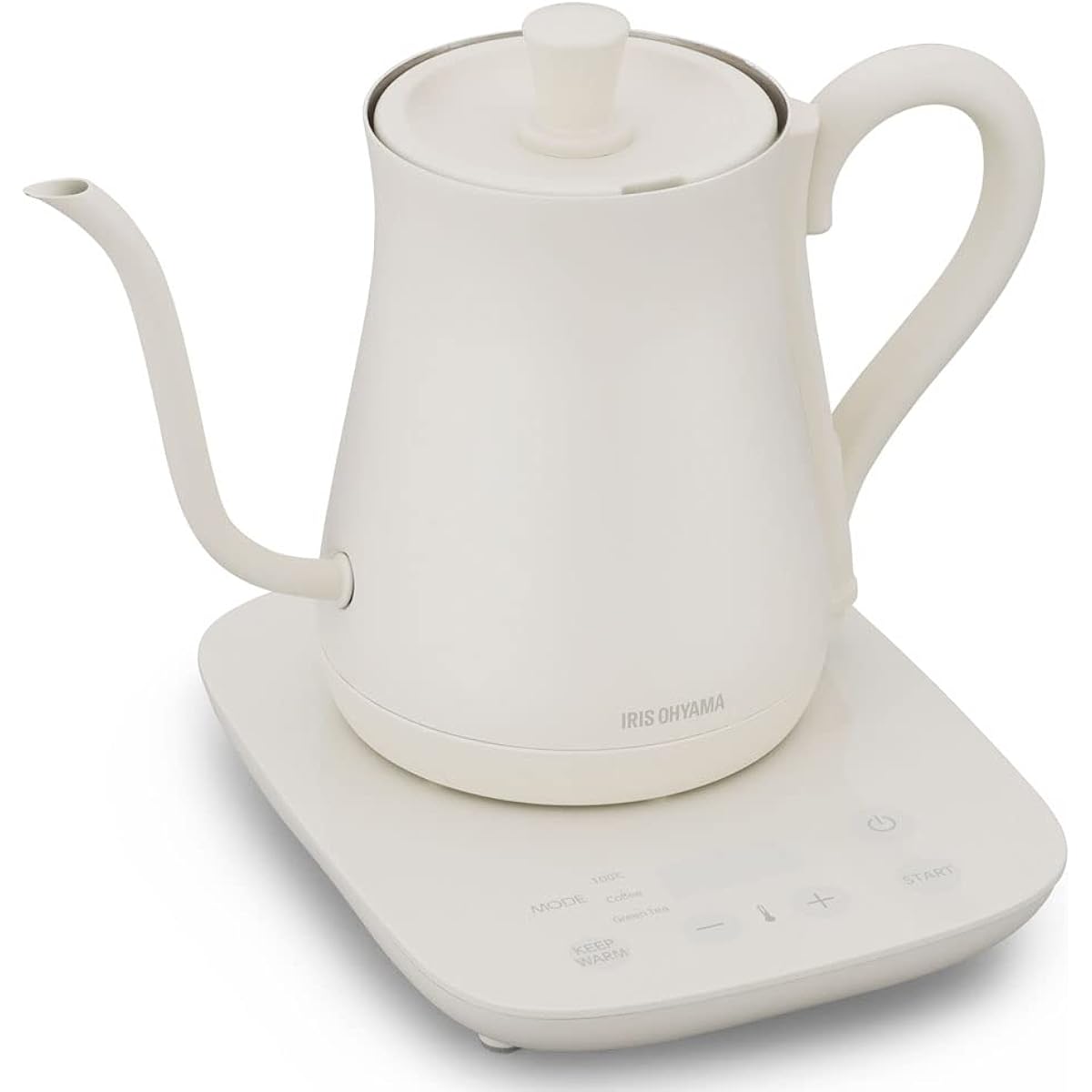 IRIS OHYAMA Electric Kettle, Temperature Adjustment, Drip Kettle, Kettle, 600ml, 10-level temperature adjustment, Keep warm setting, Automatic power off after boiling, Coffee, Black Tea, Green Tea, Stylish, IKE-C601T-CW, White