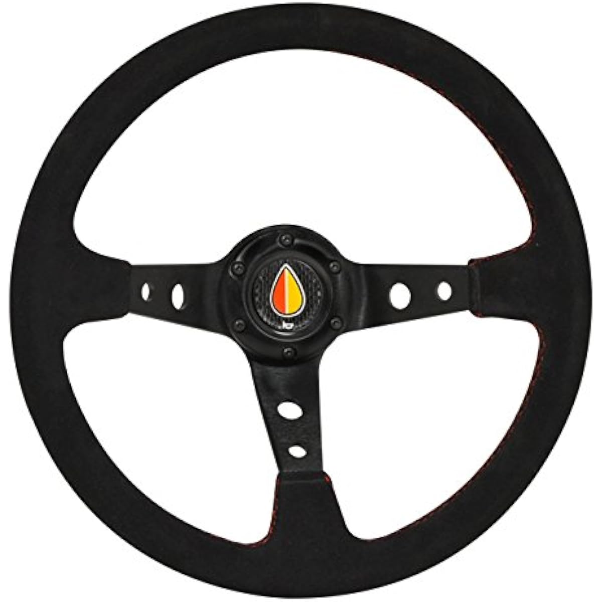 AJP DISTRIBUTORS Universal replacement 350mm Deep Dish drap Red Stitch Stitch Stitching Wheel Black KOLESHIYA With horn button