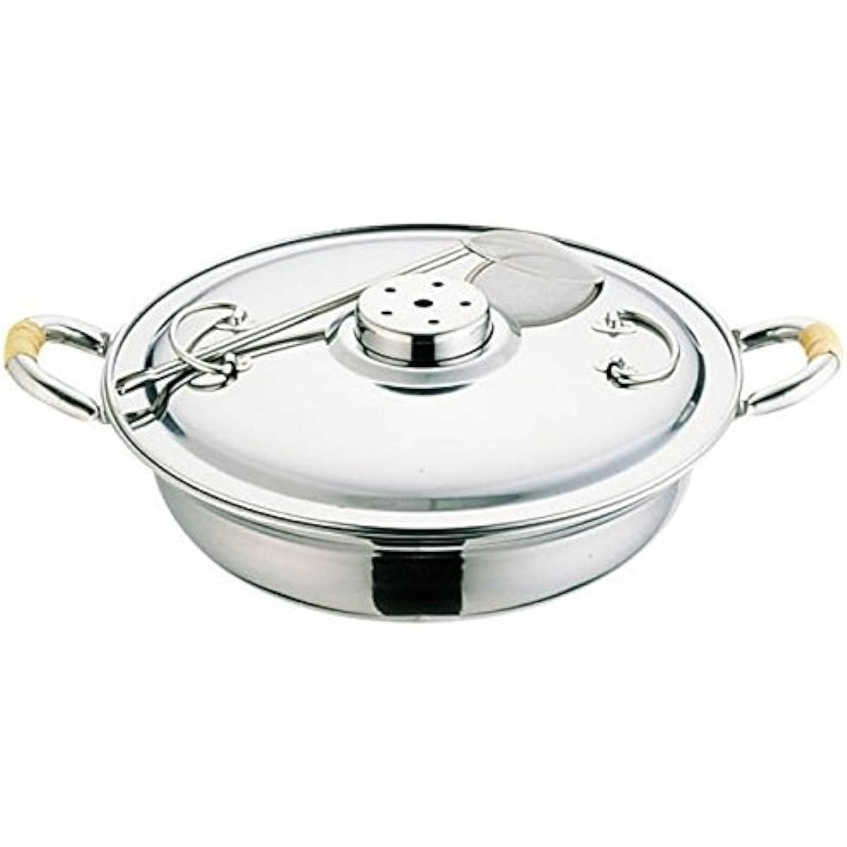 Mikojima Seisakusho Tojirushi Shabu Shabu Pot (with same pattern accent mount) 18-8 Lid only 18-0 Japan QSY21