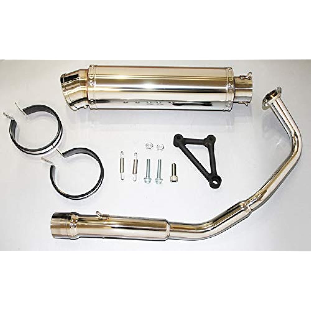 HMS 201-021 Motorcycle Muffler, R300, Up-Type SUS, Stainless Steel