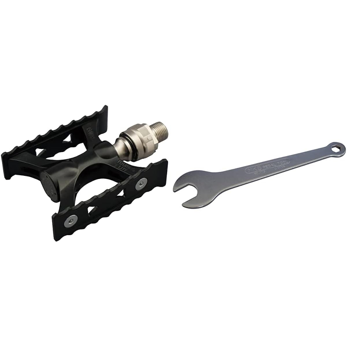 MKS (Mikashima) Pedals Made in Japan Touring Light Ezy Superior [TOURING-LITE Ezy Superior] Black Left and Right Set & PEDAL SPANNER (Pedal Spanner) Chrome Plated Steel [Set Purchase]