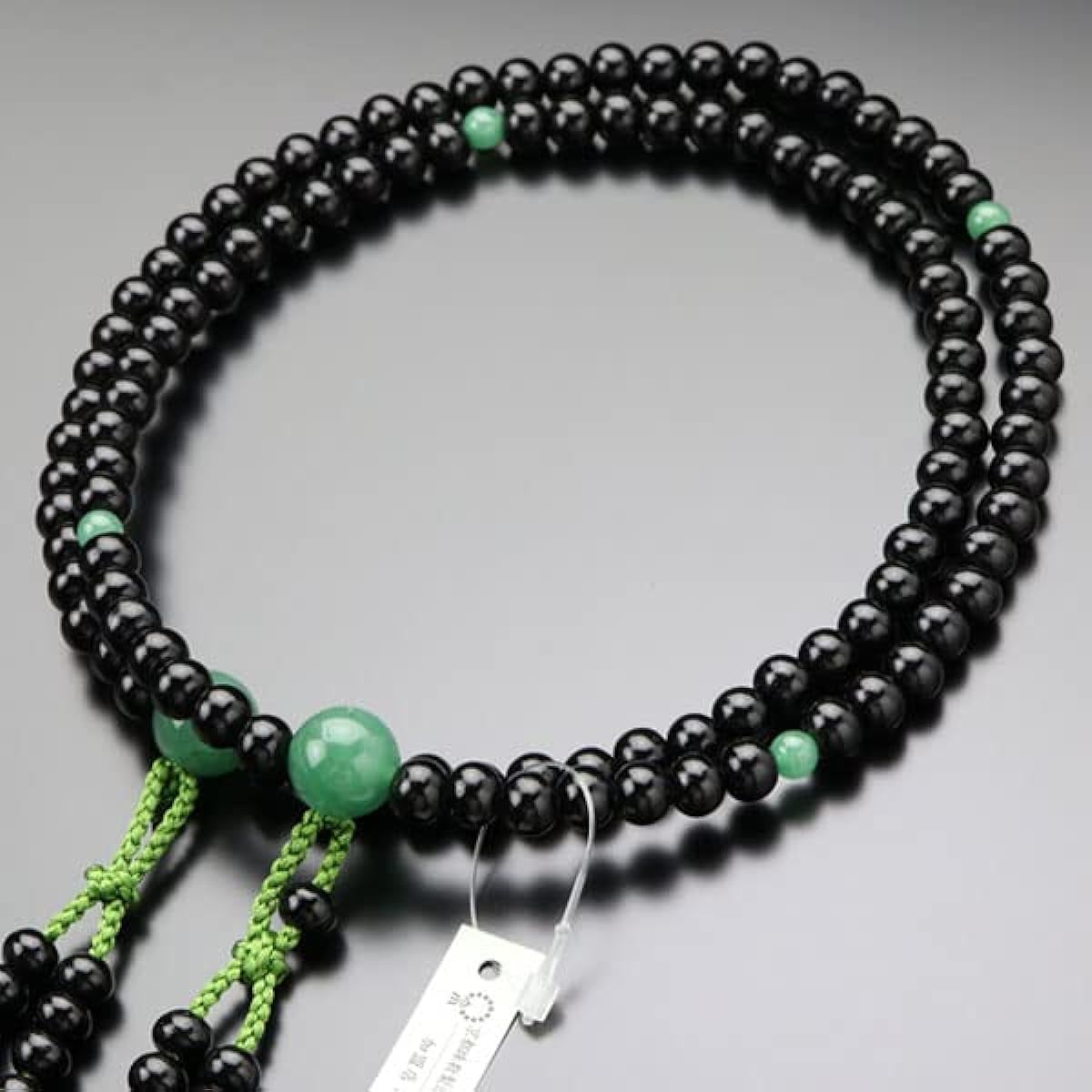 Nenju.com Shingon Buddhist Prayer Beads for Men, Shakuni Ebony (Glossy), Indian Jade, Sanskrit Tenbo [Regular Prayer Beads, Kyoto Prayer Beads, Kyoto 108 Beads, Natural Wood, Shak2, Funerals, Funerals, Memorial Services, Memorial Ceremonies, Koyasan My P