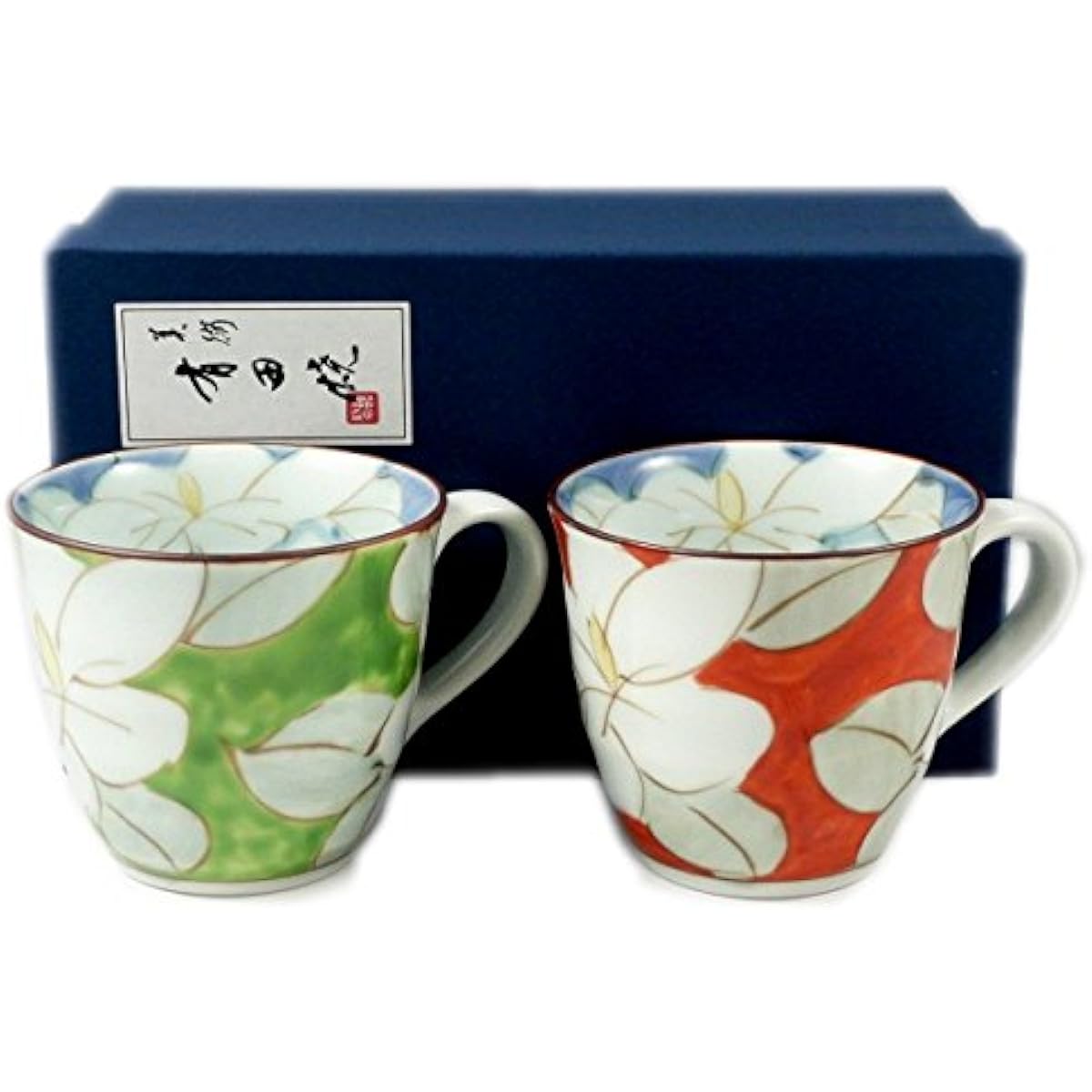 Arita Hasami ware Senemon kiln Kuchinashi pair mug 18624