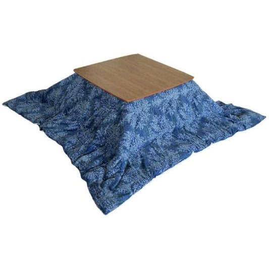Comforea Thick Kotatsu Comforter, Kotatsu Comforter, Reversible, Single Item, Warm, Heat Retention, Thick, For Winter, Ornament Pattern, Microfiber, Back Plain, Flannel, Short Hair, 185X235cm, Rectangle, Navy