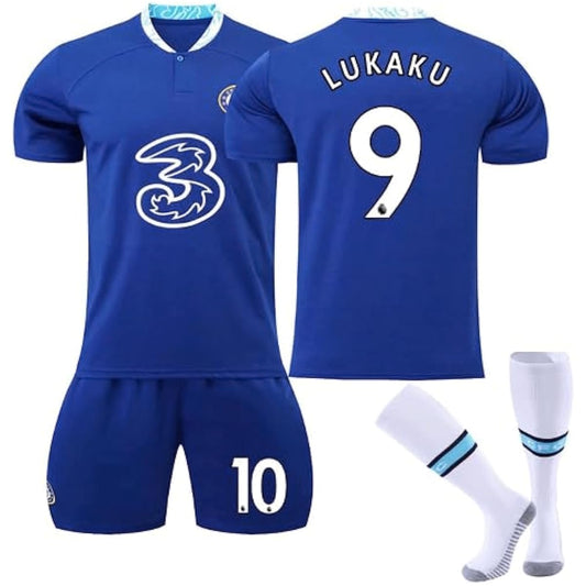 [World Soccer Junior] Lukaku Romelu Uniform Top and Bottom Set Inter Home Uniform Number 9 Replica Belgium Children's Uniform GV Original Set Product