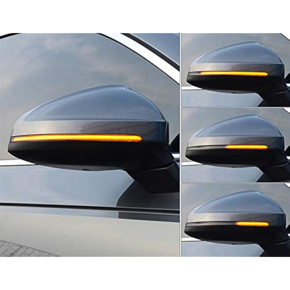 Audi Compatible Door Mirror Sequential Turn Signal LED A4 S4 RS4 B9 A5 S5 RS5 F5 etc. Flowing Turn Signal Smoked Lens Side Mirror Sequential Turn Signal