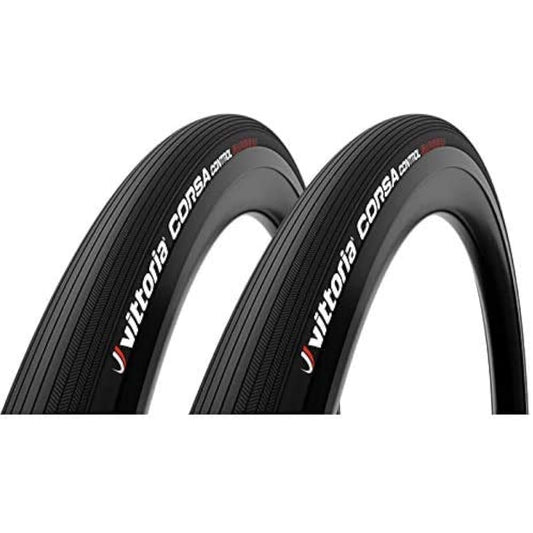 Vittoria CORSA CONTROL CLINCHER G2.0 (Corsa Control Clincher G2.0) Full Black Road Tire Set of 2 [Domestic Authorized Distributor Product] (700 x 25C)