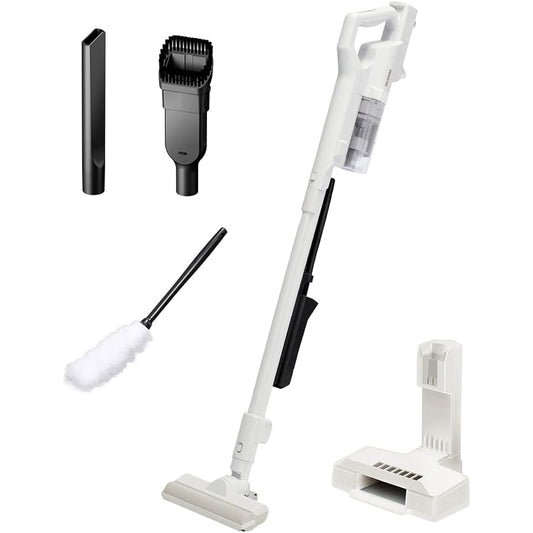 Iris Ohyama Vacuum Cleaner Cordless Handy Cyclone Stick Cleaner Light Weight 0.9 kg Self-propelled power head Charges just by placing it Electrostatic Mop Number Edition SCD-121P-CW Ivory