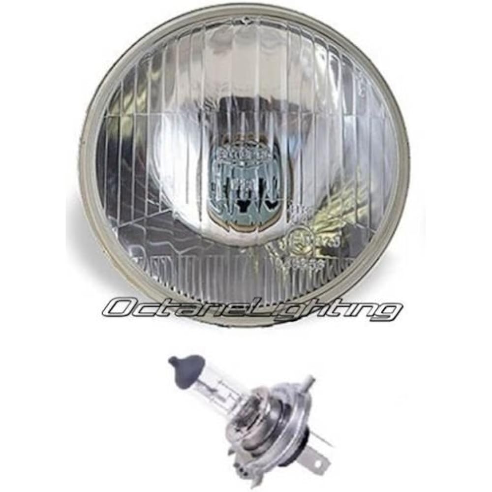 Octane Lighting 5-3/4 inch halogen semi-shielded beam headlight conversion Headlamp 60/55W H4 Light bulb