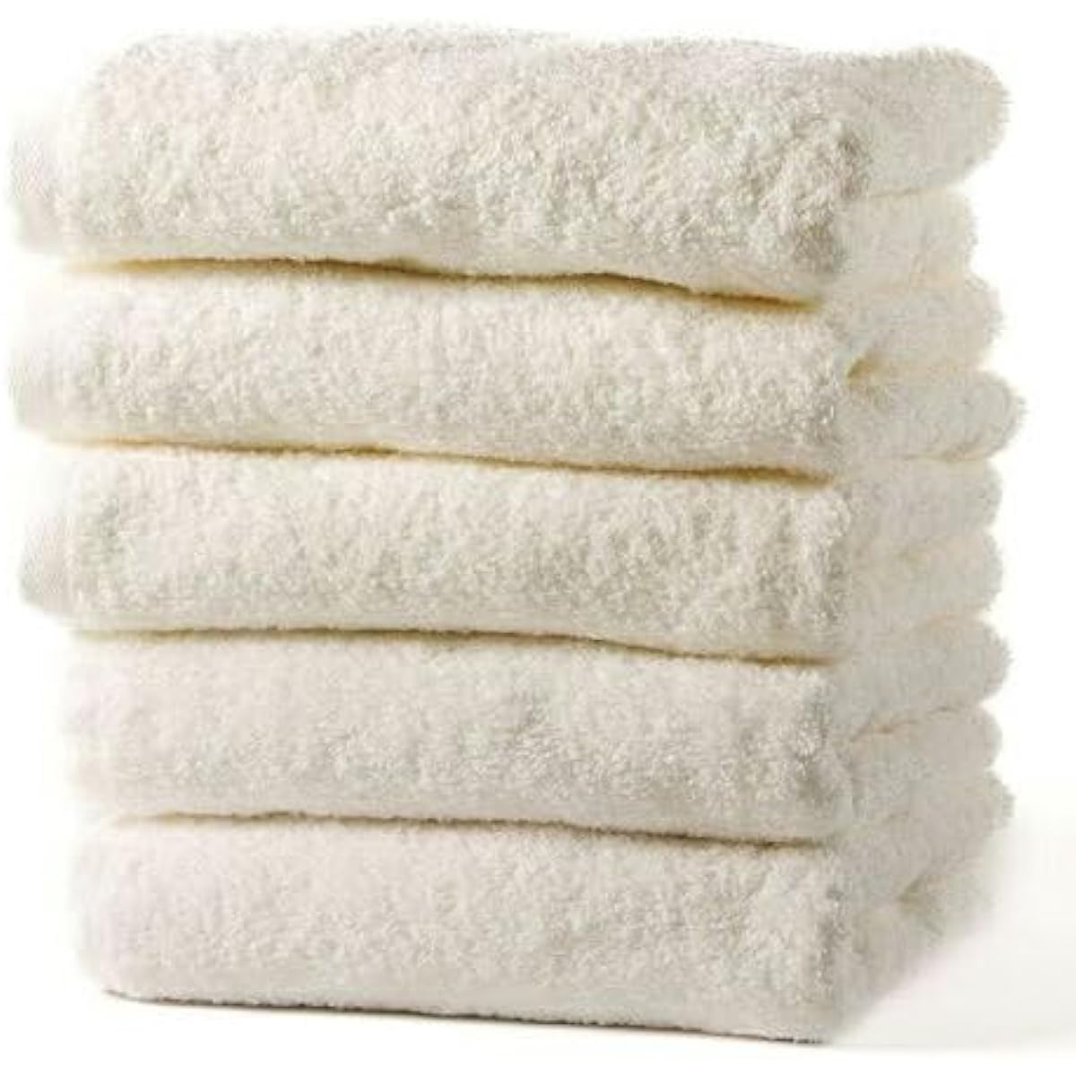 THINKTOWEL Senshu 100% Mini Bath Towel White Set of 5 Compact Absorbent 110x40cm Instant Absorption Towel Face Towel Fluffy Soft Thin Quick Drying Fast Absorption Durable