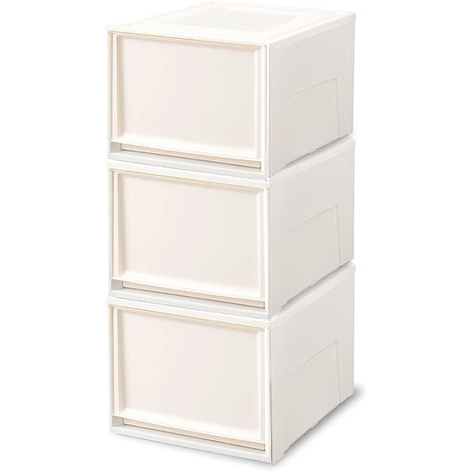 [Set of 3] Iris Ohyama Storage Case Drawer Closet Overwhelmingly High Cost Performance Width 39 x Depth 50 x Height 29.7cm Walk-in Closet Clothes Case Chest Made in Japan Off White/Ivory BC-LD