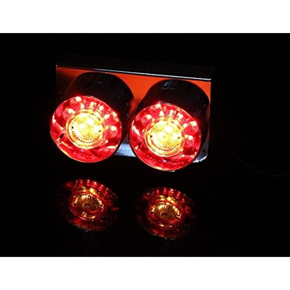 MADMAX MM73-SN2-01 2 LED Round Rocket Tail Lamp for Small and Medium Trucks Red/Clear 24V Only