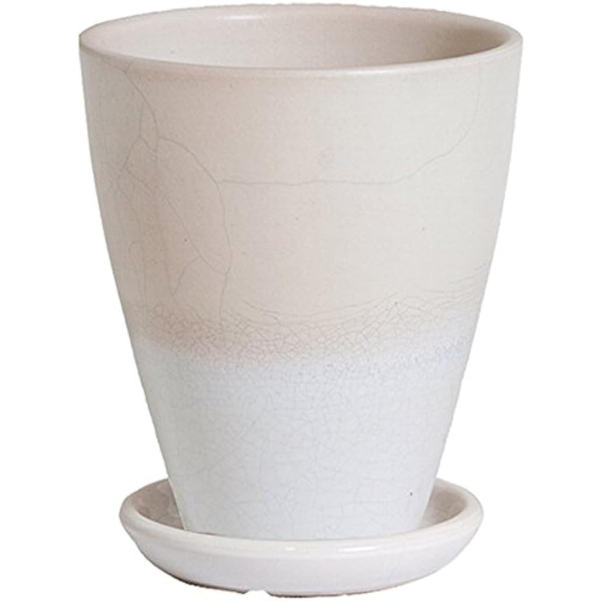 Plus Garden Flowerpot/Saucer Set Traine Long Φ250mm With Bottom Hole Titanium White Shigaraki Ware 535-11