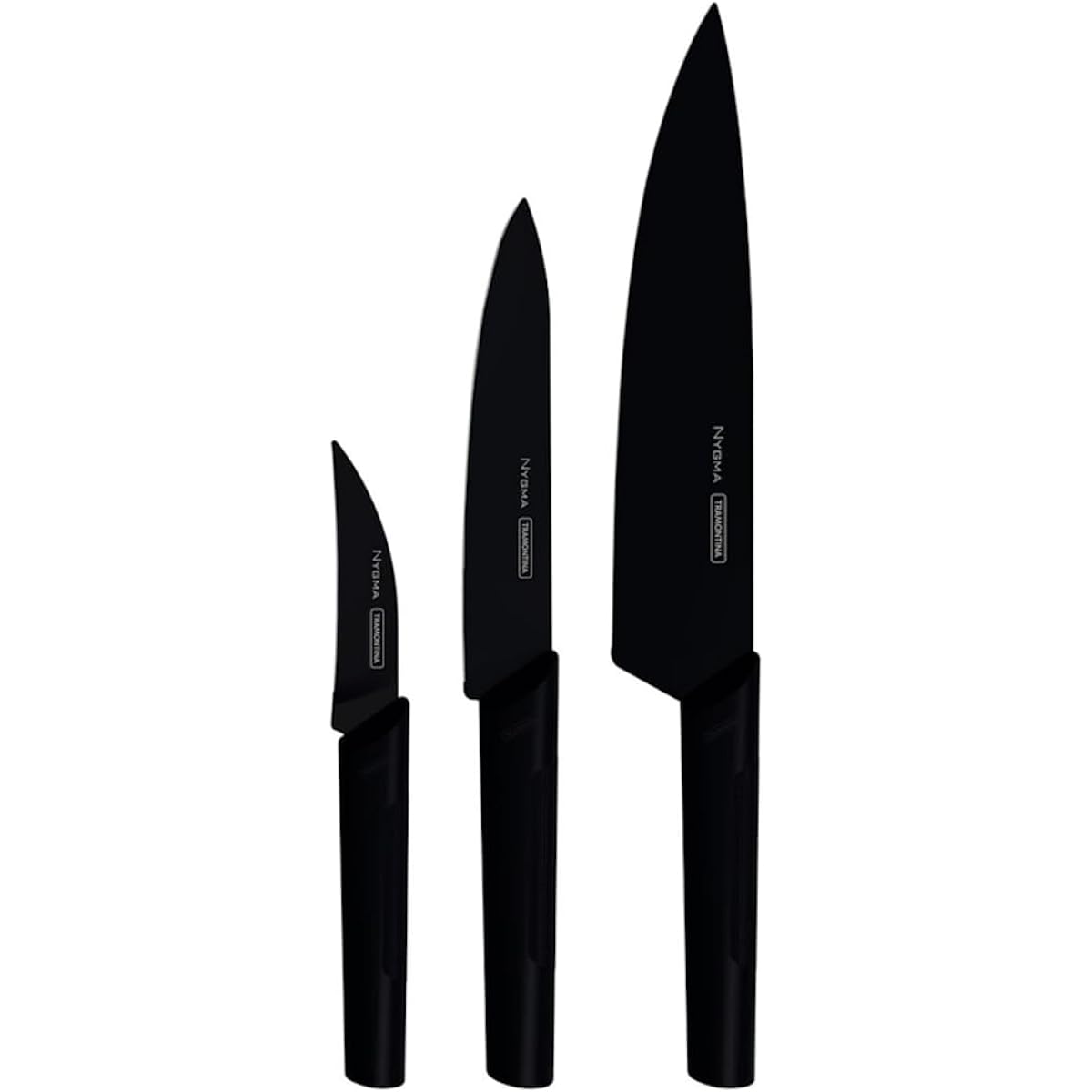 Tramontina Nigma [Antibacterial] Ultra-light black knife cutlery set of 3 Durable heat-resistant stainless steel 3 degree heat treatment Boxed Antibacterial handle Respect for the Aged Day Housewarming Gift Made in Brazil 23699/080 TRAMONTINA