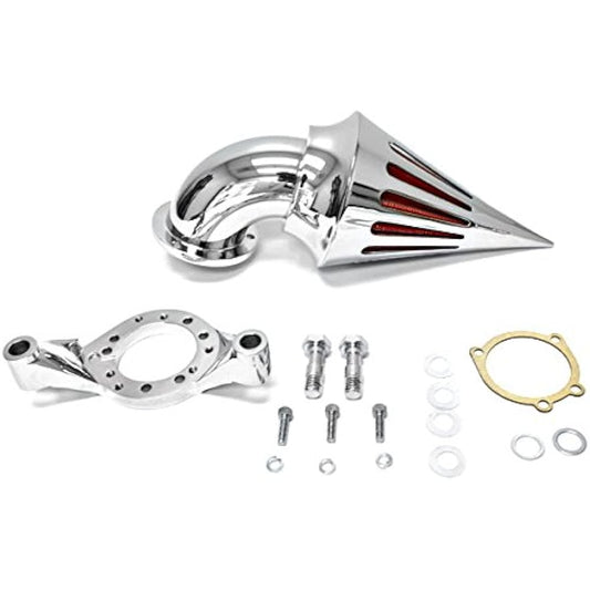 Krator Spike Air Cleaner Kit Harley-Davidson CV Carburetor Delphi V-Twin Cruiser Chrome Billet Aluminum Cone Intake Filter Motorcycle