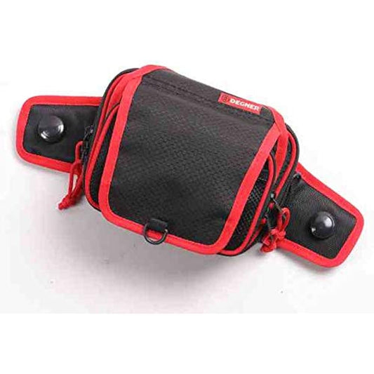 DEGNER Suction Cup Tank Bag Pouch 1.5L Black/Red Piping NB-180