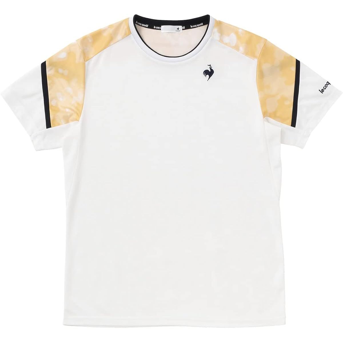 [Le Coq Sportif] Short Sleeve Game Shirt, Daidai Pattern, Tennis Practice Match, Official JTA, Sweat Absorbent, UV Protection (UPF15+), Cool to the Touch