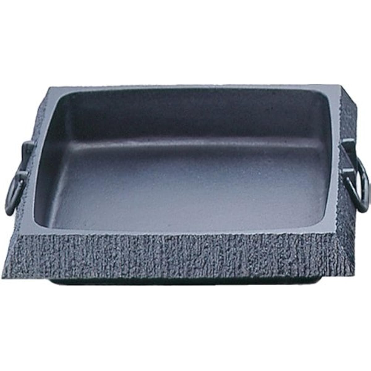 Iwachu Sukiyaki Pot, Stone Garden Corner (Large), Black Baking, Inner Dimensions 24 x 24cm, IH Compatible, Nanbu Ironware 20027