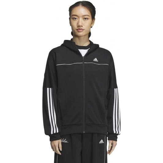 Adidas KNV55 Women's Sweatshirt, Parka, Seasonal Sportswear, Loose Fit, Fleece, Full Zip, Hoodie Jacket
